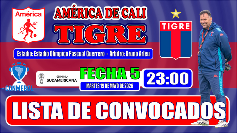 Lista de convocados para visitar al América de Cali